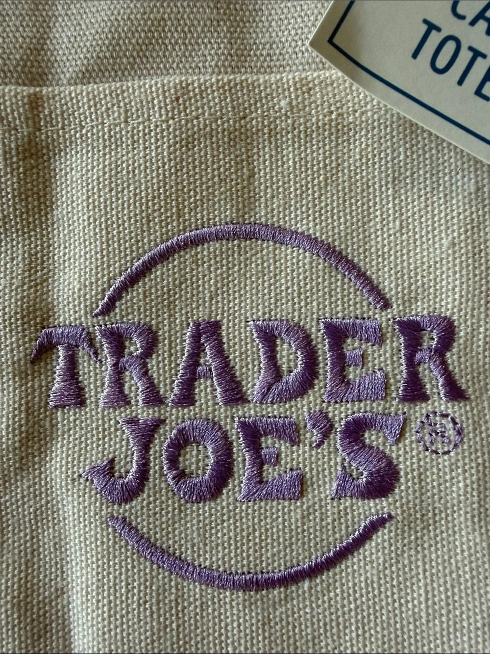 Trader Joe's Mini Pastel Canvas Tote Bag - Pink & Natural